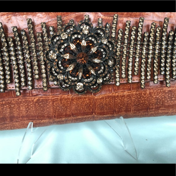 Real alligator clutch with crystals - Picture 3 of 3